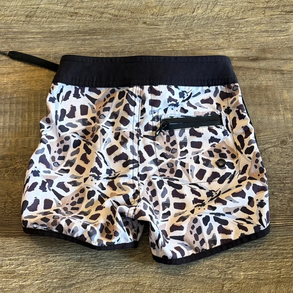 Kids Black‎ and White Patterned Swim Trunks